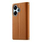 For Redmi 13 4G / 5G / Xiaomi Poco M6 4G Stitching Multi-card Zipper Wallet Leather Phone Case with Short Strap(Brown) - 3