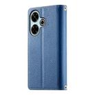 For Redmi 13 4G / 5G / Xiaomi Poco M6 4G Stitching Multi-card Zipper Wallet Leather Phone Case with Short Strap(Dark Blue) - 3