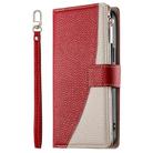 For Redmi 13 4G / 5G / Xiaomi Poco M6 4G Stitching Multi-card Zipper Wallet Leather Phone Case with Short Strap(Red) - 2