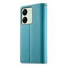 For Redmi 13C 4G / 5G / 13R / Xiaomi Poco C65 Stitching Multi-card Zipper Wallet Leather Phone Case with Short Strap(Blue) - 3