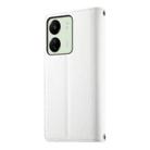 For Redmi 13C 4G / 5G / 13R / Xiaomi Poco C65 Stitching Multi-card Zipper Wallet Leather Phone Case with Short Strap(White) - 3