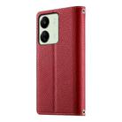 For Redmi 13C 4G / 5G / 13R / Xiaomi Poco C65 Stitching Multi-card Zipper Wallet Leather Phone Case with Short Strap(Red) - 3