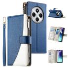 For Redmi 14C 4G / 14R / A4 5G / A3 Pro Stitching Multi-card Zipper Wallet Leather Phone Case with Short Strap(Dark Blue) - 1