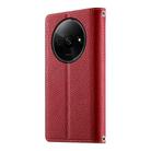 For Redmi A3 / Xiaomi Poco C61 Stitching Multi-card Zipper Wallet Leather Phone Case with Short Strap(Red) - 3