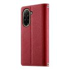 For Redmi A5 4G 171.7mm / Xiaomi Poco C71 Stitching Multi-card Zipper Wallet Leather Phone Case with Short Strap(Red) - 3