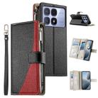 For Redmi K70 Ultra Stitching Multi-card Zipper Wallet Leather Phone Case with Short Strap(Black) - 1