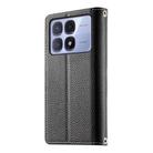 For Redmi K70 Ultra Stitching Multi-card Zipper Wallet Leather Phone Case with Short Strap(Black) - 3