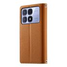 For Redmi K70 Ultra Stitching Multi-card Zipper Wallet Leather Phone Case with Short Strap(Brown) - 3