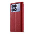 For Redmi K70 Ultra Stitching Multi-card Zipper Wallet Leather Phone Case with Short Strap(Red) - 3