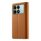 For Redmi K70E / Xiaomi Poco X6 Pro Stitching Multi-card Zipper Wallet Leather Phone Case with Short Strap(Brown) - 3