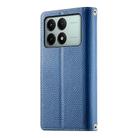 For Redmi K70E / Xiaomi Poco X6 Pro Stitching Multi-card Zipper Wallet Leather Phone Case with Short Strap(Dark Blue) - 3