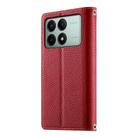 For Redmi K70E / Xiaomi Poco X6 Pro Stitching Multi-card Zipper Wallet Leather Phone Case with Short Strap(Red) - 3