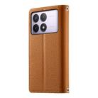 For Redmi K70 / K70 Pro / Poco F6 Pro Stitching Multi-card Zipper Wallet Leather Phone Case with Short Strap(Brown) - 3