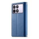 For Redmi K70 / K70 Pro / Poco F6 Pro Stitching Multi-card Zipper Wallet Leather Phone Case with Short Strap(Dark Blue) - 3