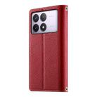 For Redmi K70 / K70 Pro / Poco F6 Pro Stitching Multi-card Zipper Wallet Leather Phone Case with Short Strap(Red) - 3