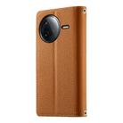 For Redmi K80 / K80 Pro / Poco F7 Pro Stitching Multi-card Zipper Wallet Leather Phone Case with Short Strap(Brown) - 3