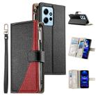 For Redmi Note 12 4G Global / Note 12R Pro Stitching Multi-card Zipper Wallet Leather Phone Case with Short Strap(Black) - 1