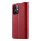 For Redmi Note 12 5G Global / Xiaomi Poco X5 Stitching Multi-card Zipper Wallet Leather Phone Case with Short Strap(Red) - 3