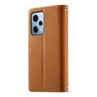 For Redmi Note 12 Pro 5G Global Stitching Multi-card Zipper Wallet Leather Phone Case with Short Strap(Brown) - 3