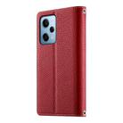 For Redmi Note 12 Pro 5G Global Stitching Multi-card Zipper Wallet Leather Phone Case with Short Strap(Red) - 3