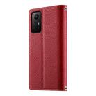 For Redmi Note 12S 4G / Note 11 4G Global Stitching Multi-card Zipper Wallet Leather Phone Case with Short Strap(Red) - 3