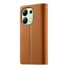 For Redmi Note 13 4G Global Stitching Multi-card Zipper Wallet Leather Phone Case with Short Strap(Brown) - 3