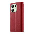 For Redmi Note 13 4G Global Stitching Multi-card Zipper Wallet Leather Phone Case with Short Strap(Red) - 3