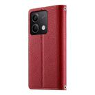 For Redmi Note 13 5G Global Stitching Multi-card Zipper Wallet Leather Phone Case with Short Strap(Red) - 3
