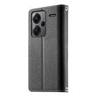 For Redmi Note 13 Pro+ Global Stitching Multi-card Zipper Wallet Leather Phone Case with Short Strap(Black) - 3