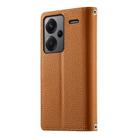 For Redmi Note 13 Pro+ Global Stitching Multi-card Zipper Wallet Leather Phone Case with Short Strap(Brown) - 3
