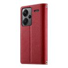 For Redmi Note 13 Pro+ Global Stitching Multi-card Zipper Wallet Leather Phone Case with Short Strap(Red) - 3