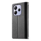 For Redmi Note 14 4G 163.25mm Stitching Multi-card Zipper Wallet Leather Phone Case with Short Strap(Black) - 3