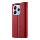 For Redmi Note 14 4G 163.25mm Stitching Multi-card Zipper Wallet Leather Phone Case with Short Strap(Red) - 3