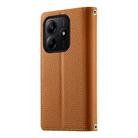 For Redmi Note 14 5G Global Stitching Multi-card Zipper Wallet Leather Phone Case with Short Strap(Brown) - 3