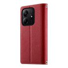 For Redmi Note 14 5G Global Stitching Multi-card Zipper Wallet Leather Phone Case with Short Strap(Red) - 3