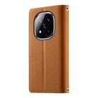 For Redmi Note 14 Pro 4G Stitching Multi-card Zipper Wallet Leather Phone Case with Short Strap(Brown) - 3