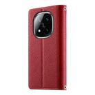 For Redmi Note 14 Pro 4G Stitching Multi-card Zipper Wallet Leather Phone Case with Short Strap(Red) - 3