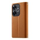 For Redmi Turbo 3 / Xiaomi Poco F6 Stitching Multi-card Zipper Wallet Leather Phone Case with Short Strap(Brown) - 3