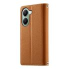 For Redmi Turbo 4 / Xiaomi Poco X7 Pro Stitching Multi-card Zipper Wallet Leather Phone Case with Short Strap(Brown) - 3