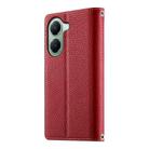 For Redmi Turbo 4 / Xiaomi Poco X7 Pro Stitching Multi-card Zipper Wallet Leather Phone Case with Short Strap(Red) - 3