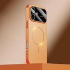 For iPhone 16 Kalebol Large Window MagSafe Frosted PC Phone Case(Orange) - 1