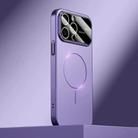 For iPhone 13 Pro Kalebol Large Window MagSafe Frosted PC Phone Case(Deep Purple) - 1