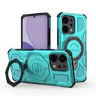 For OPPO Reno14 5G Global J-20 Solid Color MagSafe Magnetic TPU+PC Phone Case(Lake Blue) - 1