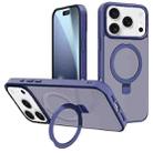 For iPhone 17 Pro Max Kalebol Metal Lens Frame MagSafe Holder Frosted PC Phone Case(Navy Blue) - 1