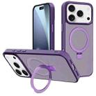 For iPhone 17 Pro Max Kalebol Metal Lens Frame MagSafe Holder Frosted PC Phone Case(Dark Purple) - 1