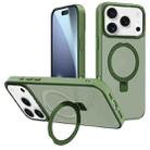 For iPhone 17 Pro Kalebol Metal Lens Frame MagSafe Holder Frosted PC Phone Case(Dark Green) - 1