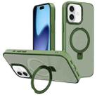 For iPhone 17 Kalebol Metal Lens Frame MagSafe Holder Frosted PC Phone Case(Dark Green) - 1
