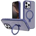 For iPhone 16 Pro Max Kalebol Metal Lens Frame MagSafe Holder Frosted PC Phone Case(Navy Blue) - 1