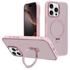 For iPhone 16 Pro Kalebol Metal Lens Frame MagSafe Holder Frosted PC Phone Case(Pink) - 1