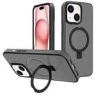 For iPhone 15 Plus Kalebol Metal Lens Frame MagSafe Holder Frosted PC Phone Case(Black) - 1